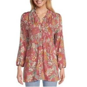 Nurture by Westbound Rose Bloom Top Womens 1X Floral Boho Fairycore Lagenlook
